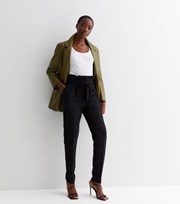 New Look Tall Black Paperbag Trousers